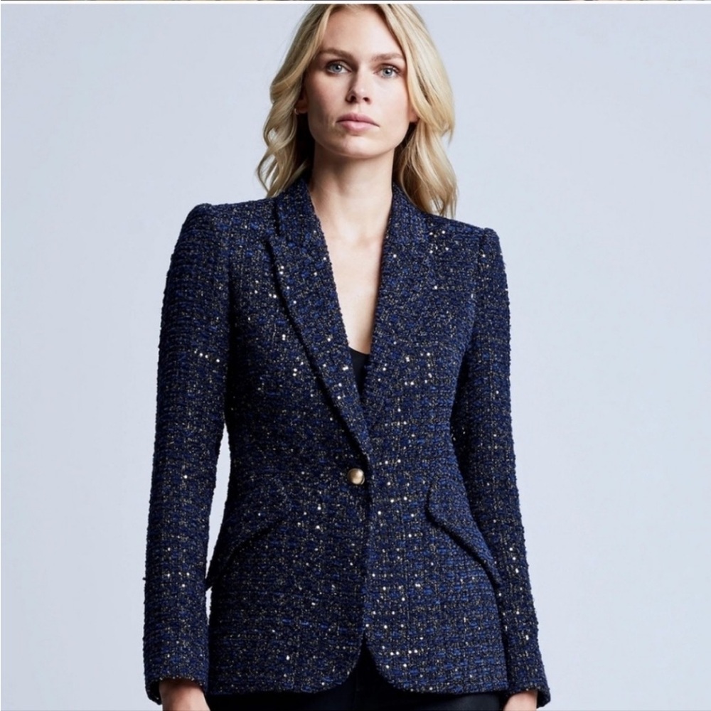L'AGENCE Blue Tailored Blazer Jacket